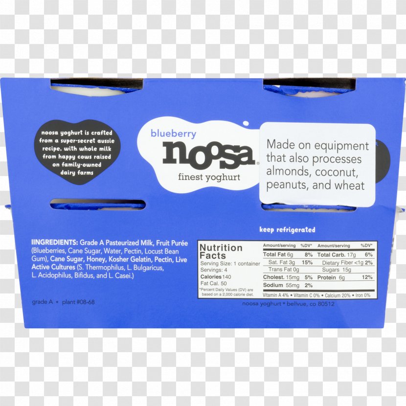 Frozen Yogurt Milk Noosa Yoghurt Nutrition Facts Label - Sugar - Fact Transparent PNG