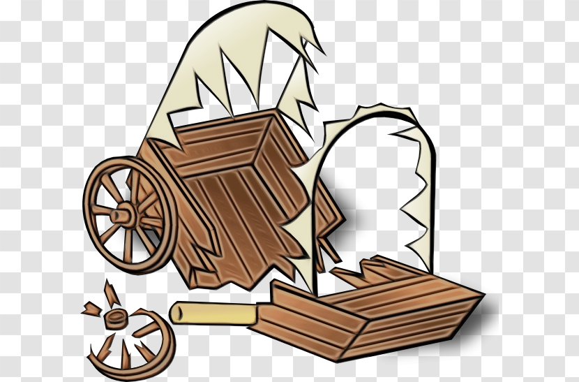 Clip Art Vehicle Wagon Woodworking Cart - Wet Ink - Oxcart Line Transparent PNG