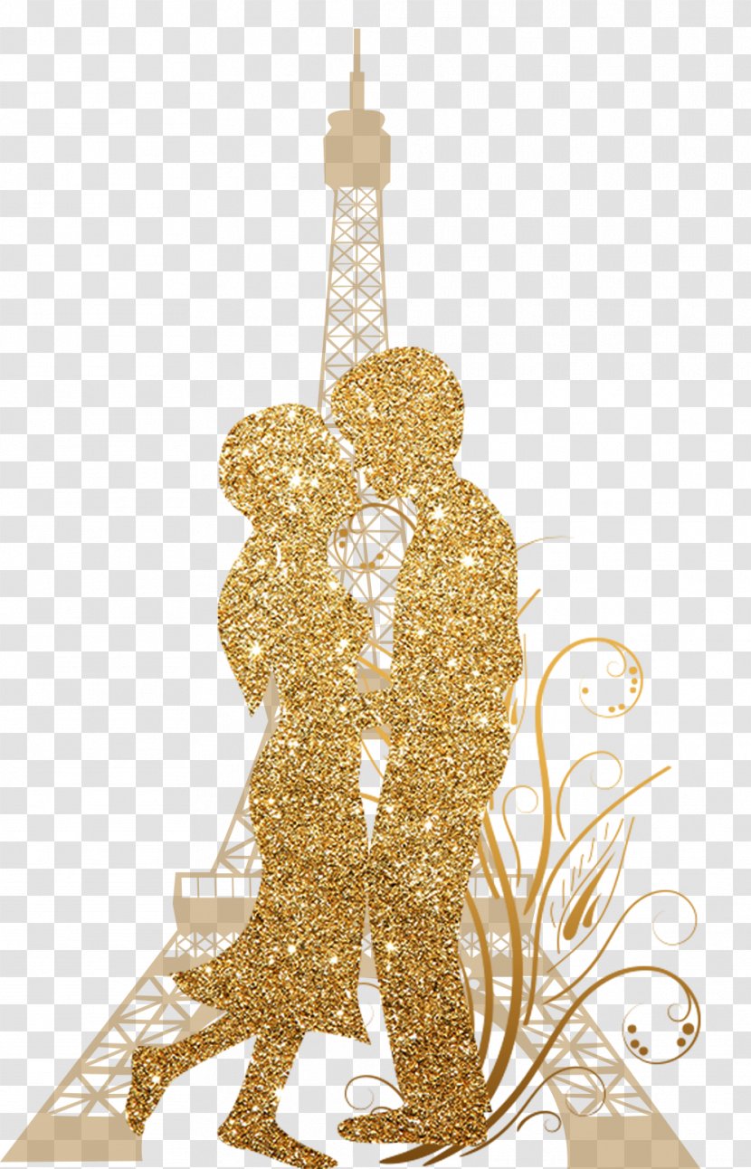 Download Illustration - Christmas Decoration - A Kissing Couple; Decorative Pattern Transparent PNG