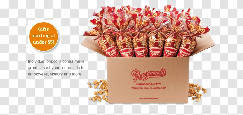 Caramel Corn Christmas Gift Popcorn Confectionery - Easter - Individual Cones Transparent PNG