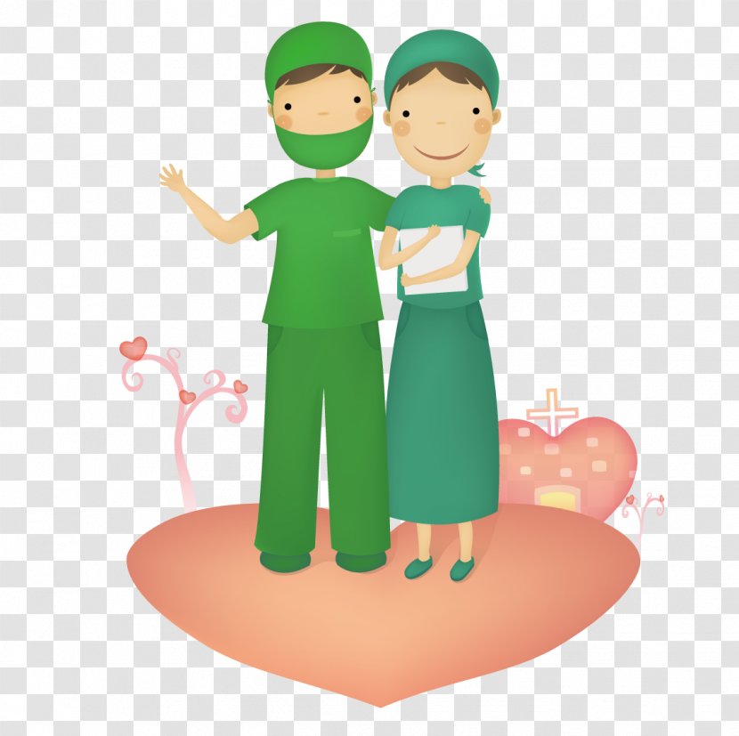 Nursing Physician Nurse - Cartoon - Standing On The Doctors And Nurses Caring Transparent PNG