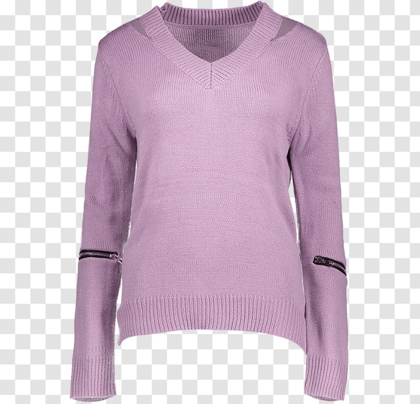 Long-sleeved T-shirt Lilac Lavender - Violet - Clothes Zipper Transparent PNG