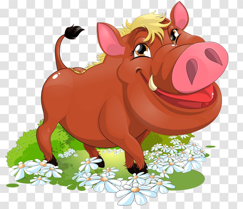 Wild Boar Cartoon Stock Illustration Clip Art - Royaltyfree - Smiling Pig Transparent PNG