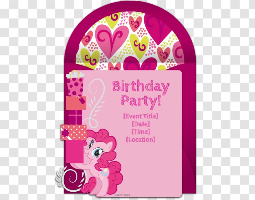 Wedding Invitation Pinkie Pie My Little Pony Party - Greeting Note Cards - Horse Birthday Transparent PNG