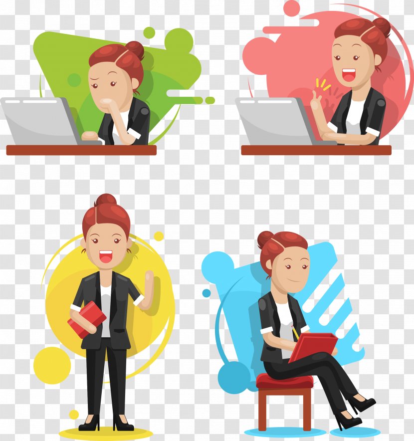 Rxe9sumxe9 Professional Businessperson Clip Art - Cartoon - Vector Hand-painted Work Woman Transparent PNG