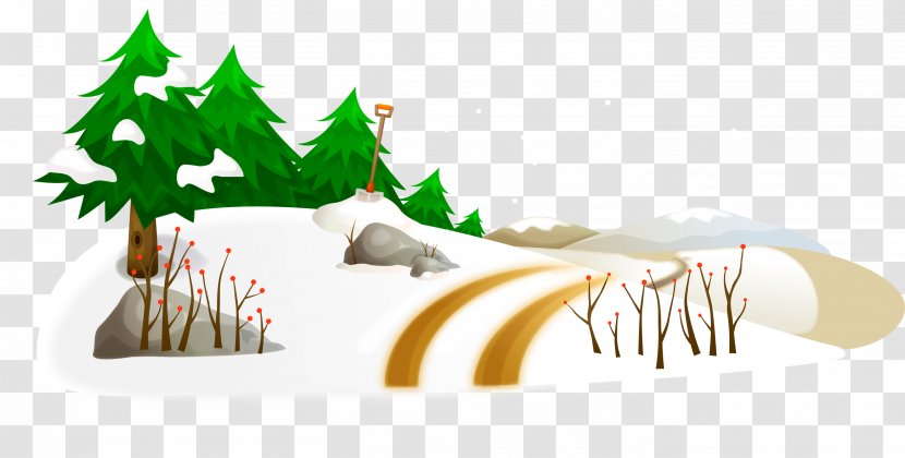 Snow Winter - Photography - Cartoon Hand Painted Vector Tree Shovel Transparent PNG