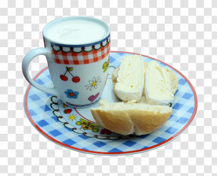 Milk Breakfast Bread Drink Dessert - Tableware - Cake Transparent PNG