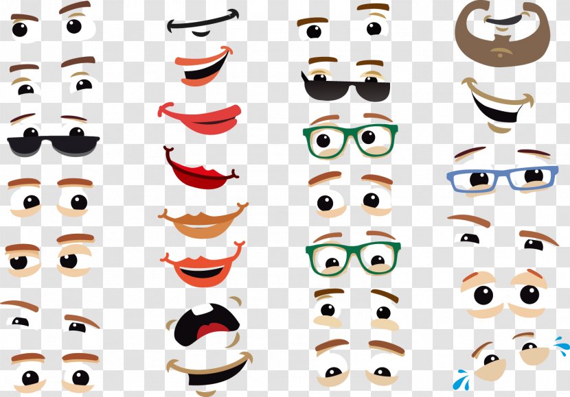 Eye Cartoon Facial Expression Icon - Glasses - Vector Eyes Transparent PNG