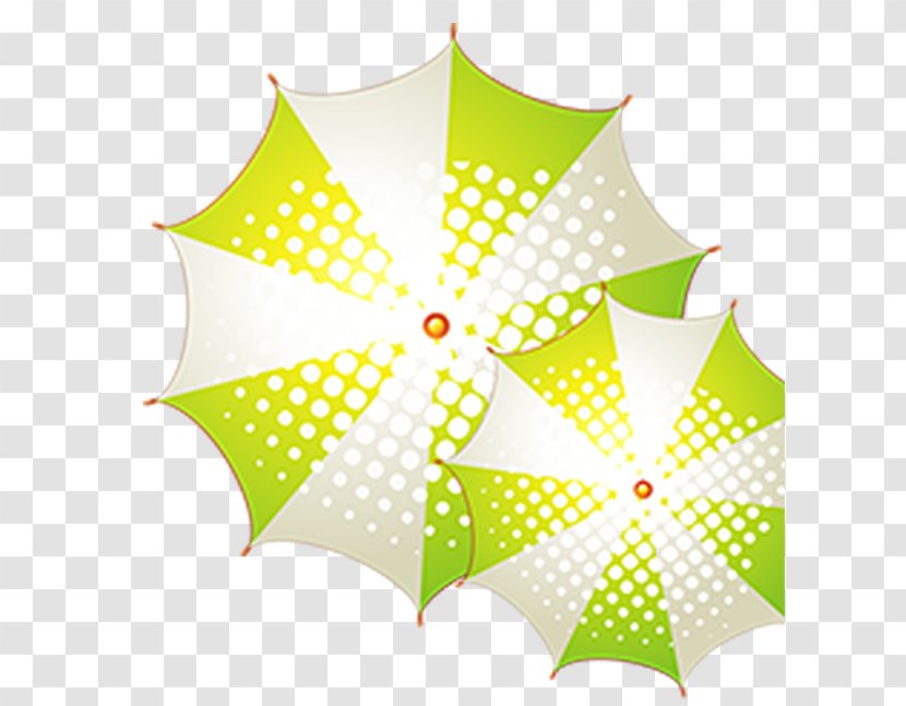 Yellow Leaf Umbrella Pattern - Point - Green And Fresh Decorative Patterns Transparent PNG