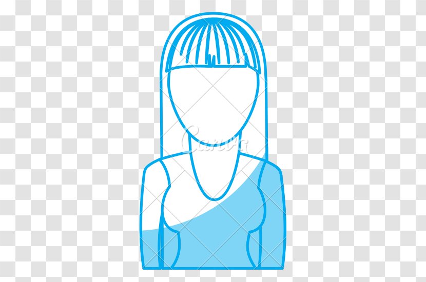 Electric Blue - Heart - Long Hair Transparent PNG