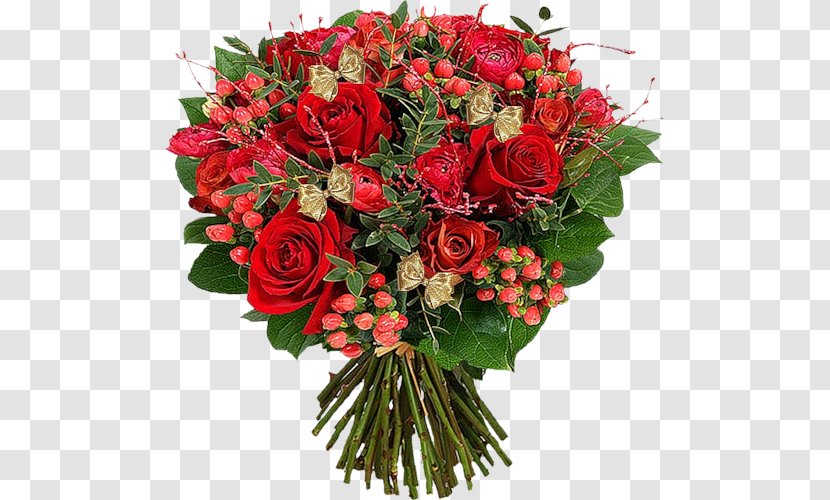 Flower Bouquet Garden Roses Florist Gift - Valentines Day - Red Transparent PNG