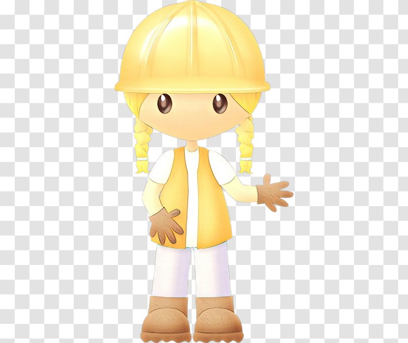 Cartoon Yellow Figurine Construction Worker Clip Art - Fictional Character - Gesture Transparent PNG