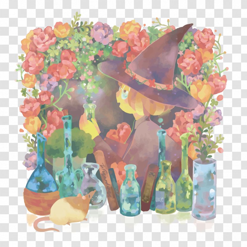 Adobe Illustrator - Cut Flowers - Vector Witch And Potions Transparent PNG