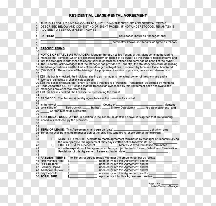Contract Rental Agreement Lease Document Evaluation - Test - Purchase Transparent PNG