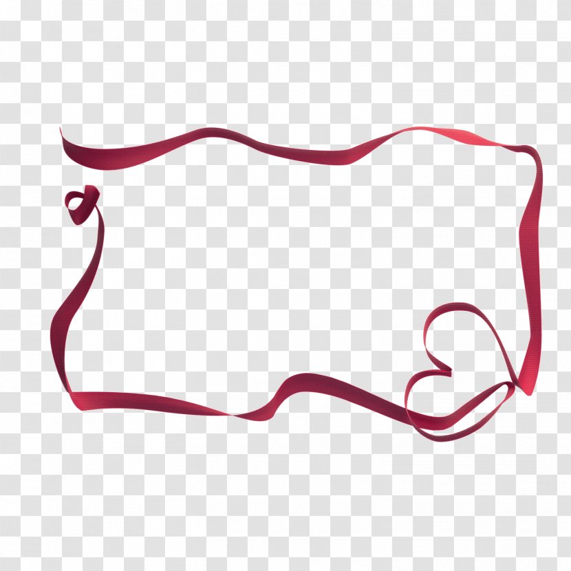 Silk Red Computer File - Product - Heart-shaped Border Ribbon Transparent PNG