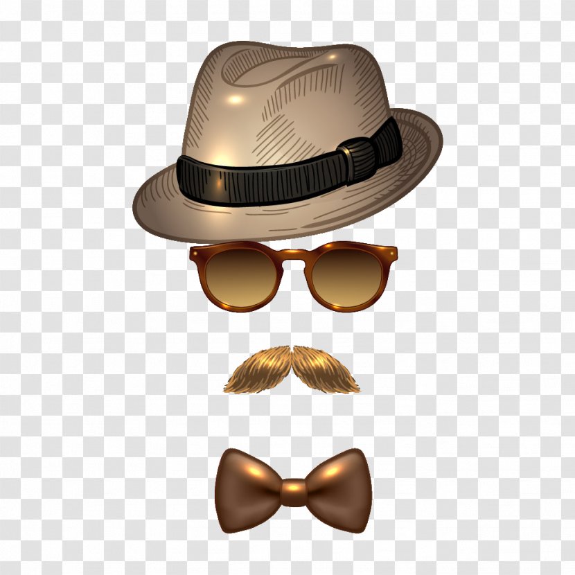 Fedora Sunglasses Hat Moustache - Silhouette - Man Avatar Transparent PNG