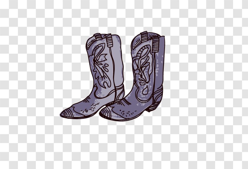 Cowboy Boot Shoe Drawing - Purple - Boots Cartoon Transparent PNG