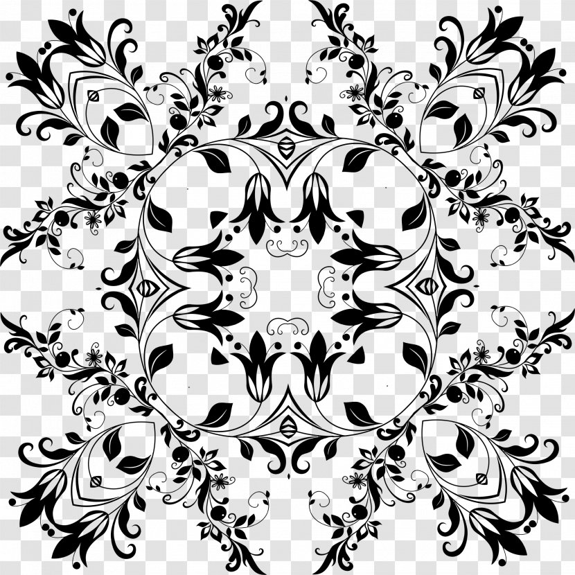 Flower Floral Design Black And White - Line Art Transparent PNG