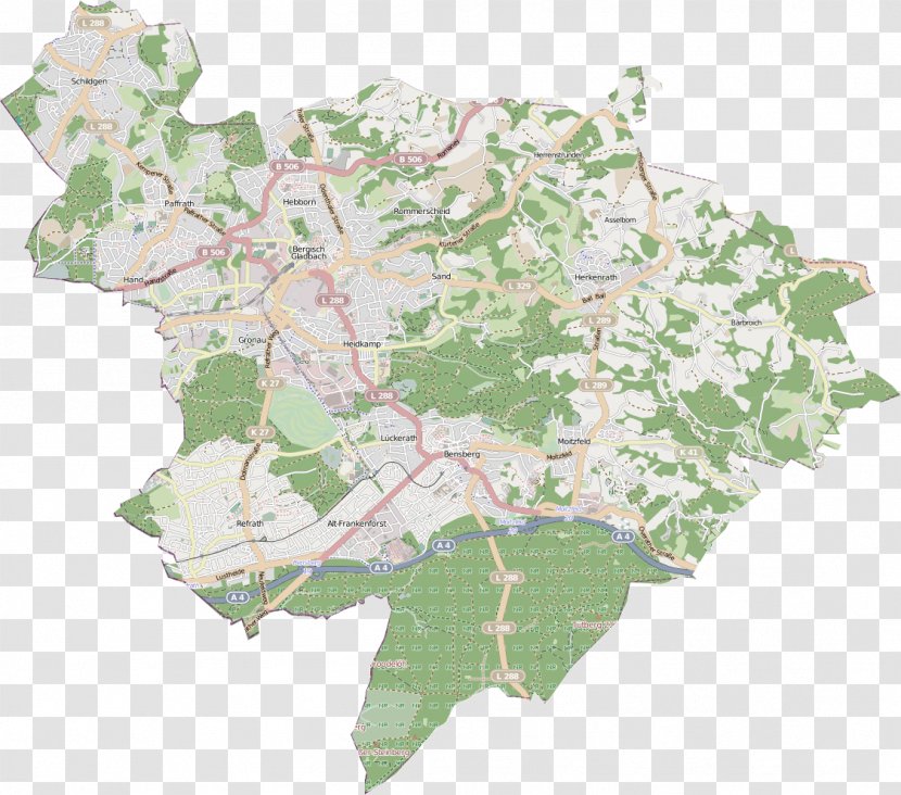 Ortsteil City Map Frankenforst Lustheide - Limits Transparent PNG