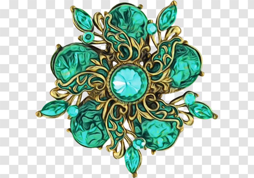 Aqua Turquoise Teal Brooch Jewellery - Leaf Emerald Transparent PNG