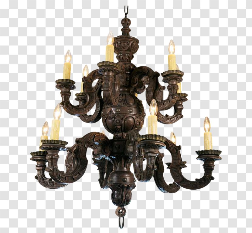 Chandelier Baroque Wood Carving Brass Ceiling - French Architecture - Candelabra Transparent PNG