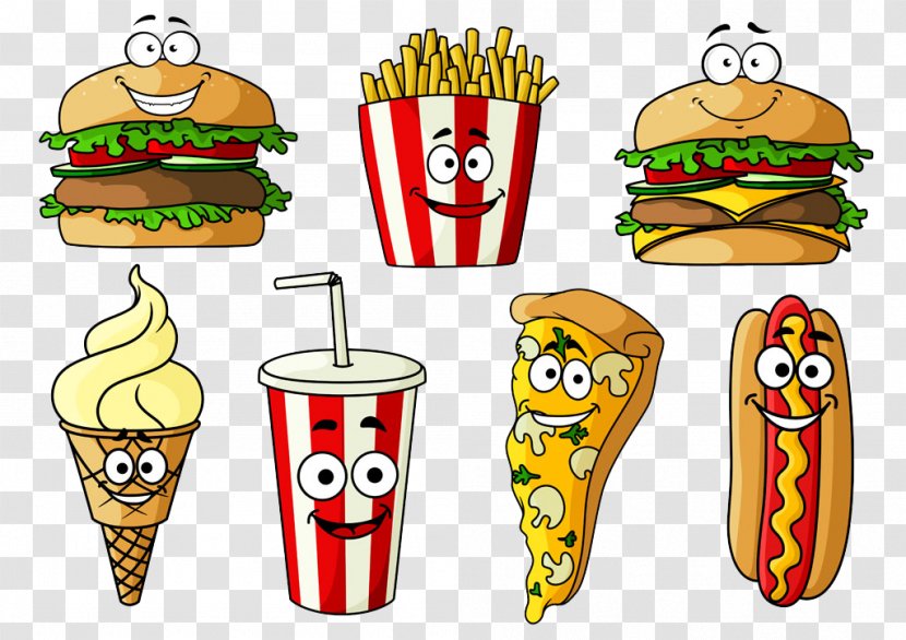 Hamburger Hot Dog Soft Drink Fast Food Cheeseburger - Menu - Cartoon Burger And Fries Image Transparent PNG
