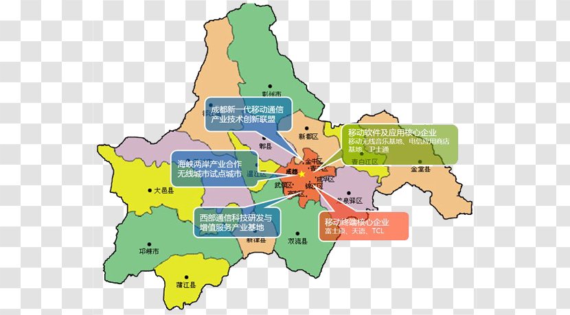 Chengdu Zengcheng District Shanghai Northwest China Western - Communications Point Map Transparent PNG