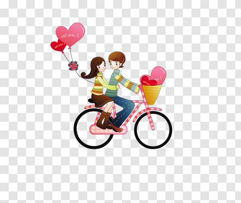 Cartoon Couple Cyclist - Bicycle Accessory - Vehicle Transparent PNG