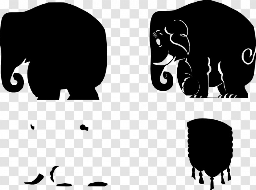 Indian Elephant African Wildlife Mammal Logo - Monochrome - Circus Transparent PNG