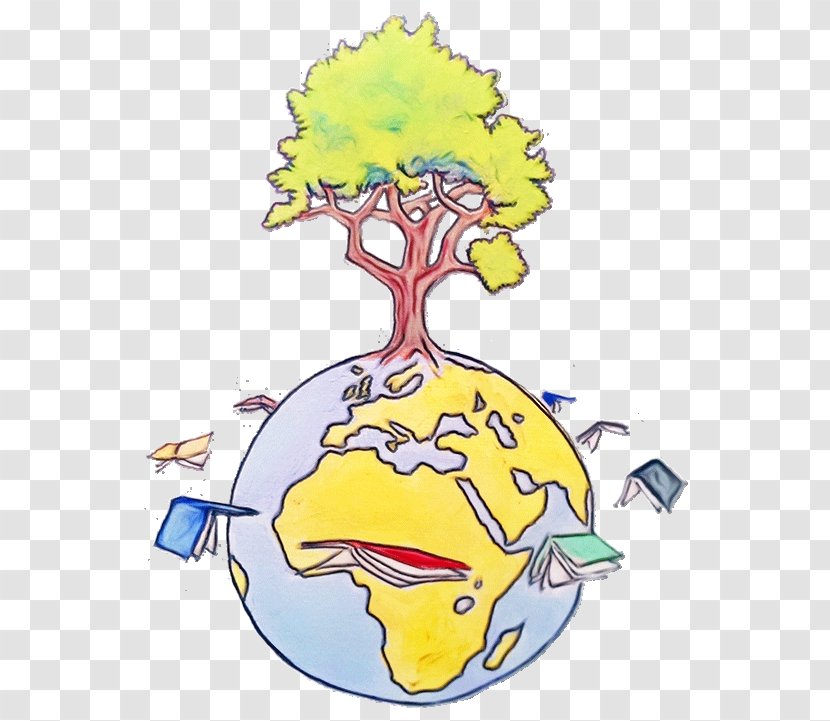 Cartoon Yellow Tree Plant World Transparent PNG