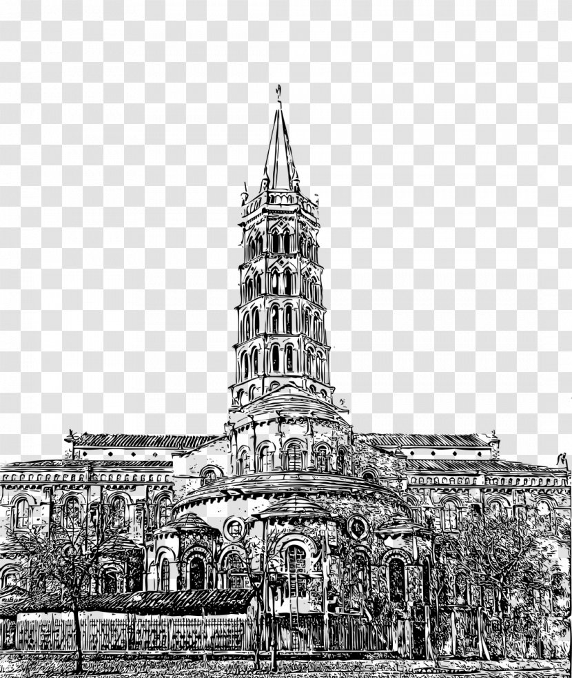 Church Cartoon - Line Art - Gothic Architecture Drawing Transparent PNG