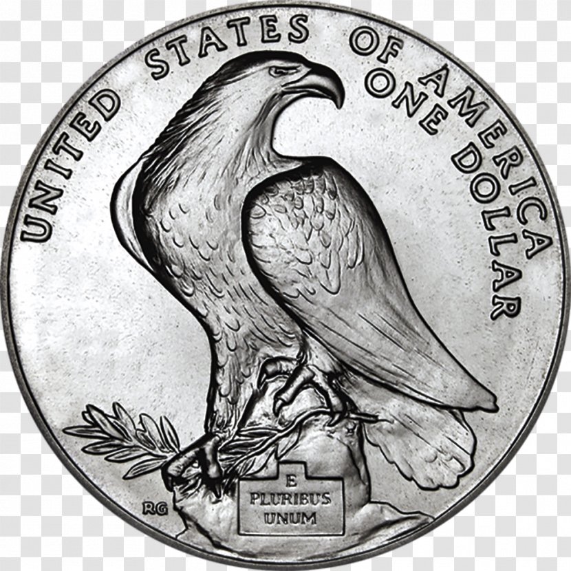 Eagle Coin Beak White Font - Money - Commemorative Transparent PNG