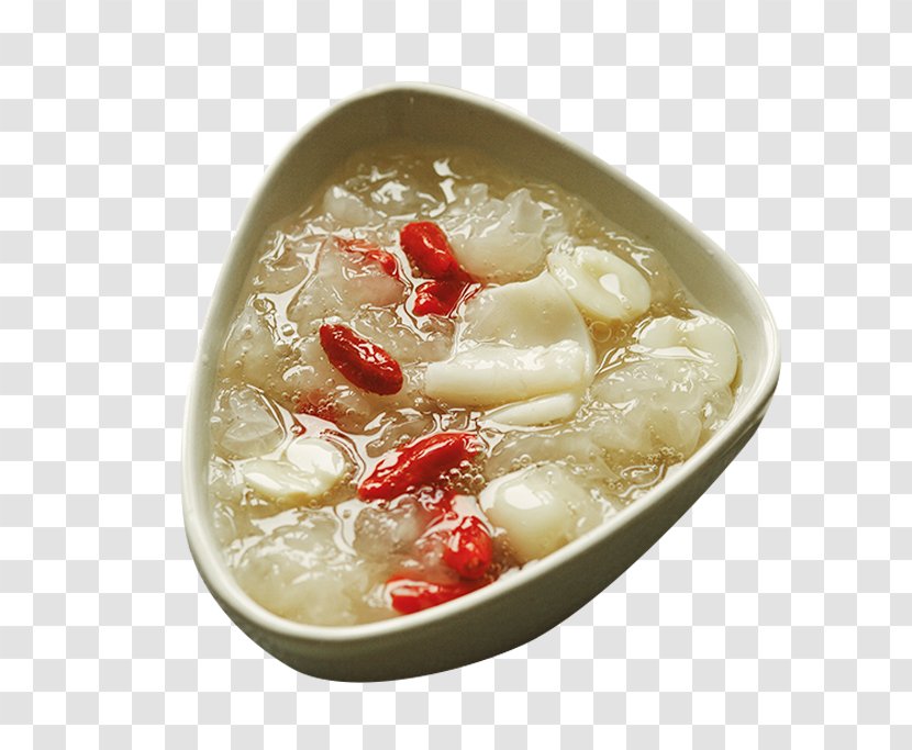 Tremella Fuciformis Edible Bird's Nest Congee Soup Lotus Seed - Geng - The White Fungus In Triangle Bowl Transparent PNG