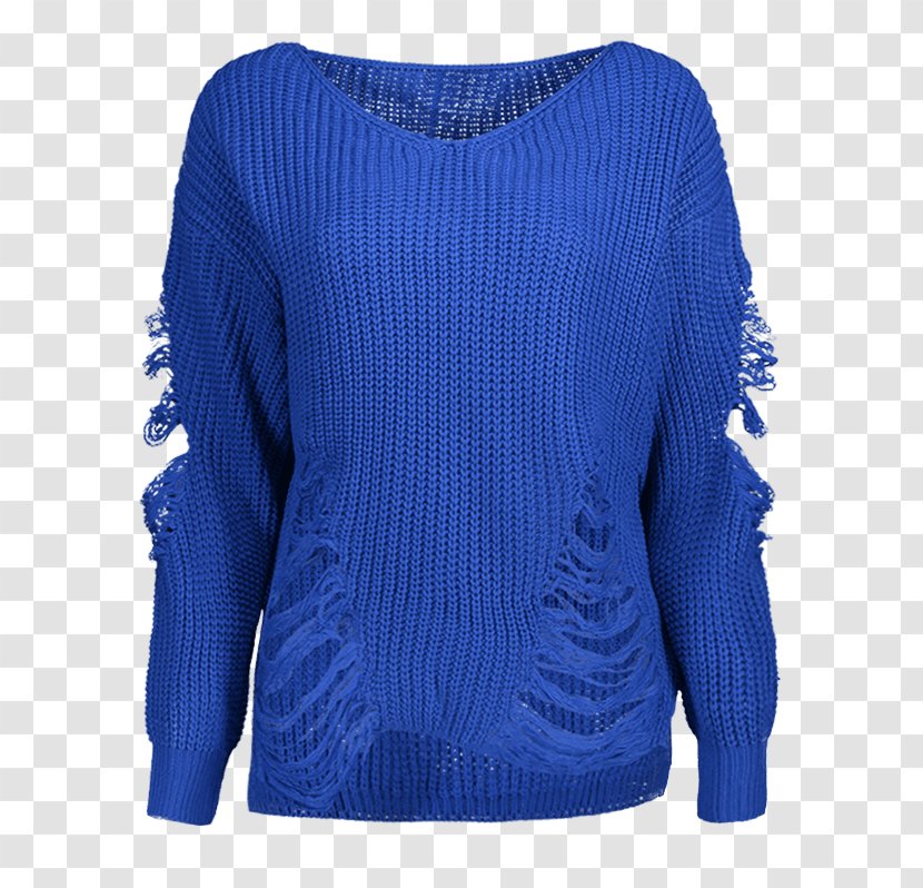 Cobalt Blue Sweater Shoulder Wool - Sleeve - Torn Shirt Transparent PNG