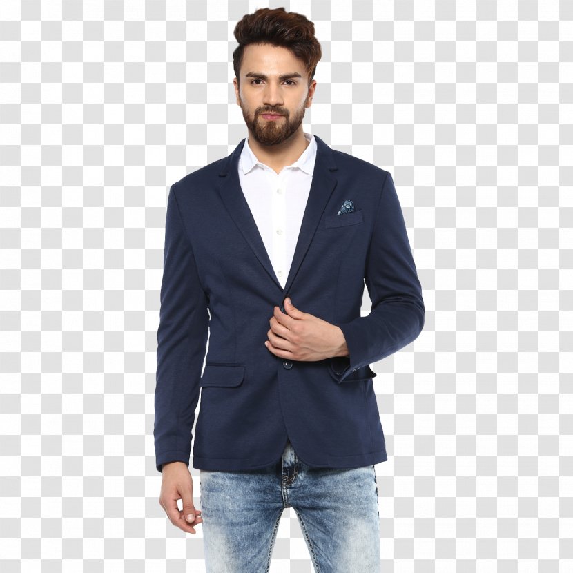 T-shirt Blazer Jacket Navy Blue Lapel - Outerwear Transparent PNG