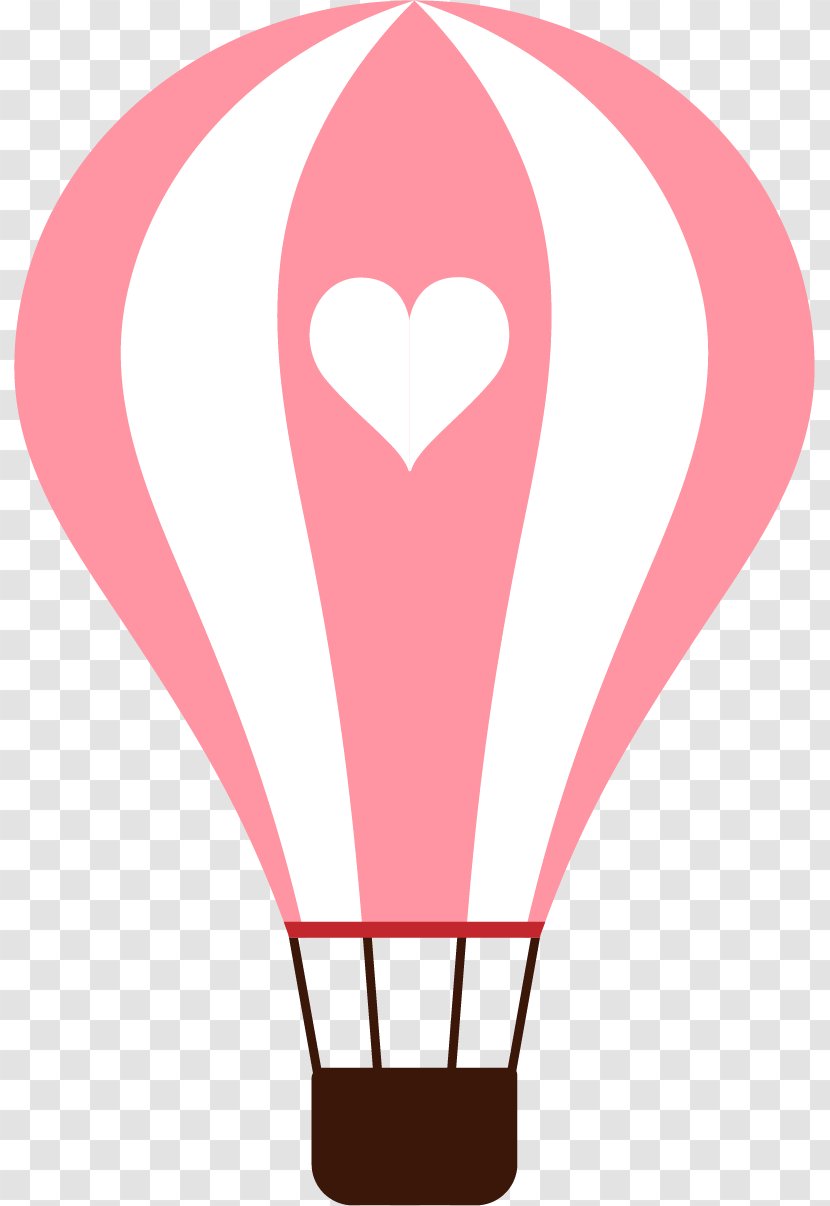 Hot Air Balloon Cartoon Clip Art - Heart - Pink Design Transparent PNG