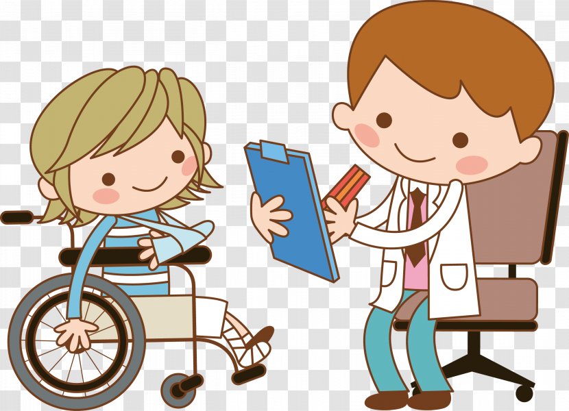 Nurse Patient Wheelchair Clip Art - Finger - The Doctor Asked About Situation Transparent PNG