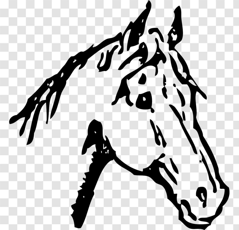 American Quarter Horse Mustang Head Mask Clip Art - Monochrome Transparent PNG