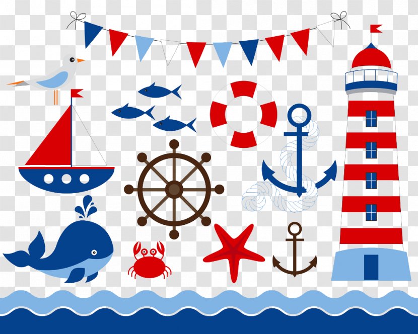 Maritime Transport Sailboat Clip Art - Lighthouse - Red And Blue Sea Supplies Transparent PNG