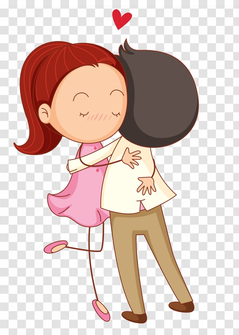 Love Cartoon Romance Hug - Heart - Couple Transparent PNG
