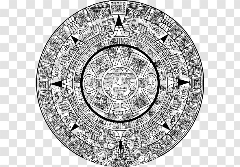 Aztec Calendar Stone Empire Maya Civilization Drawing - Mesoamerican Long Count - Time Transparent PNG