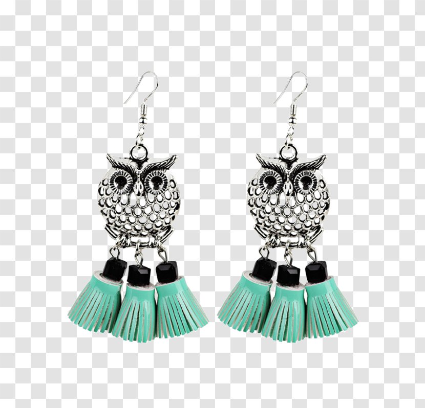 Earring Owl Artificial Leather Turquoise - Earrings Transparent PNG