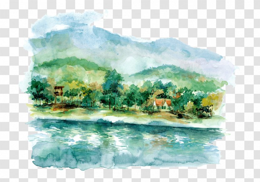 Landscape Painting Watercolor - Water Resources Transparent PNG