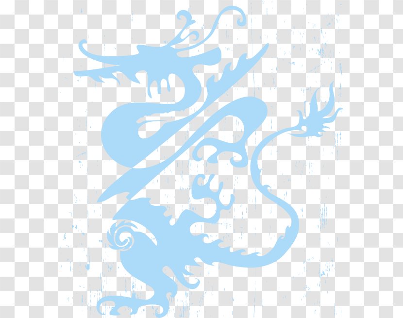 Chinese Dragon Clip Art - Text - Blue Border Background Vector Transparent PNG