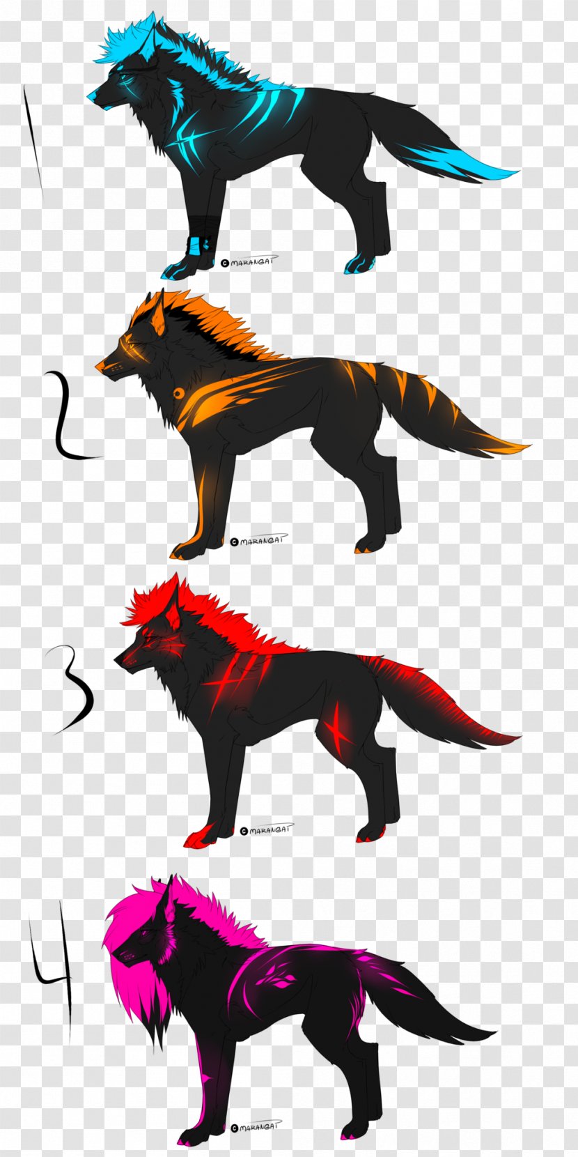 Clip Art Illustration Carnivores Character Fiction - Cartoon - Rainbow Neon Wolf Transparent PNG