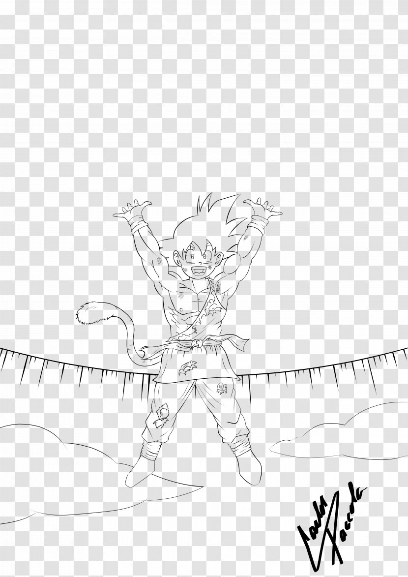 Goku Genkidama Line Art Drawing Sketch - Silhouette - Genki Dama Transparent PNG