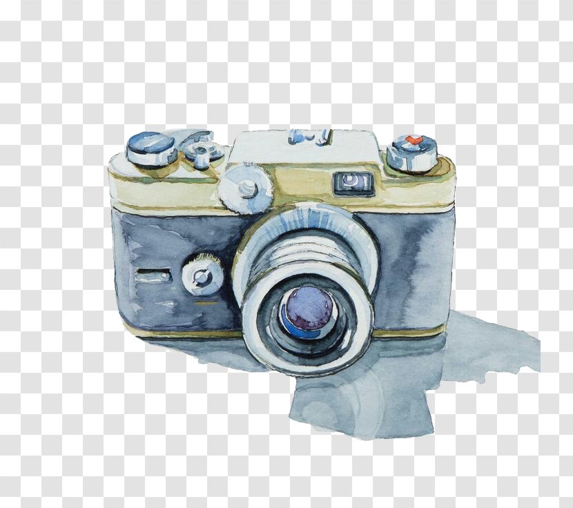 Photographic Film Kodak Camera Watercolor Painting - Cameras Optics - Blue Transparent PNG