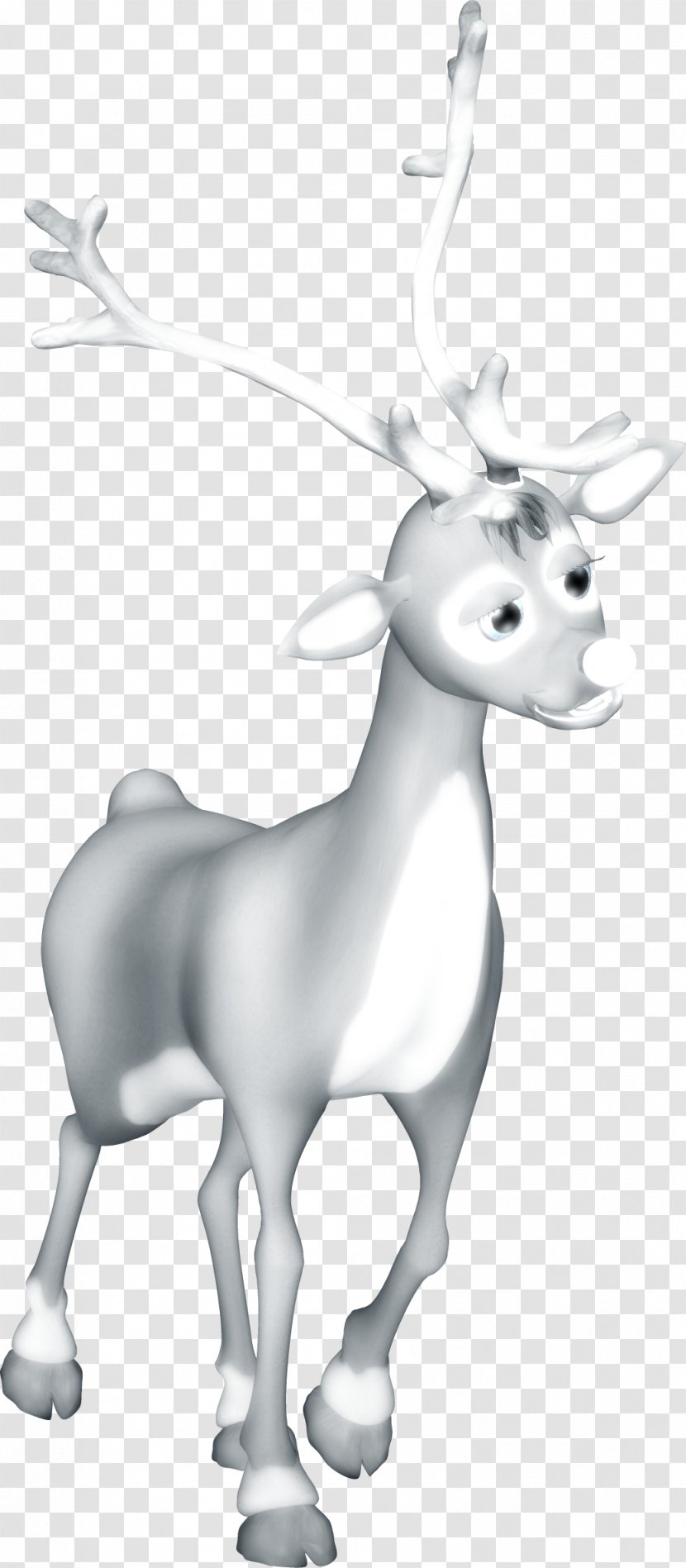 Reindeer Clip Art - Black And White - Deer Transparent PNG