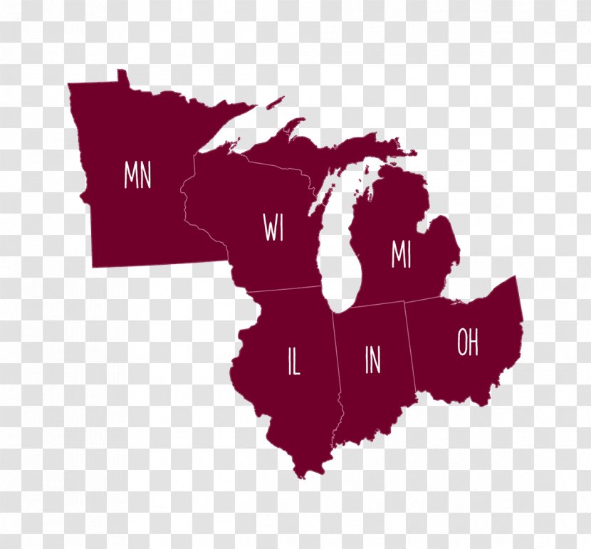 Midwestern United States Blank Map Physische Karte Region Transparent PNG