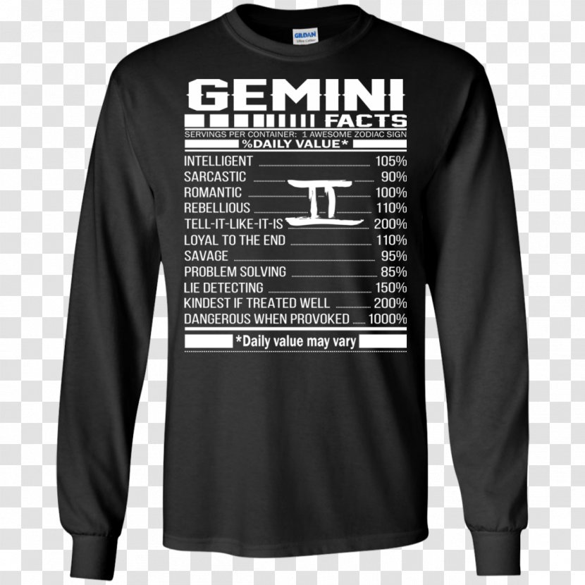 Long-sleeved T-shirt Hoodie Leo - Gildan Activewear - Gemini Sign Transparent PNG